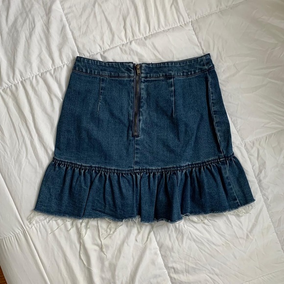 Frayed Denim Flounce Mini Skirt - Picture 4 of 6